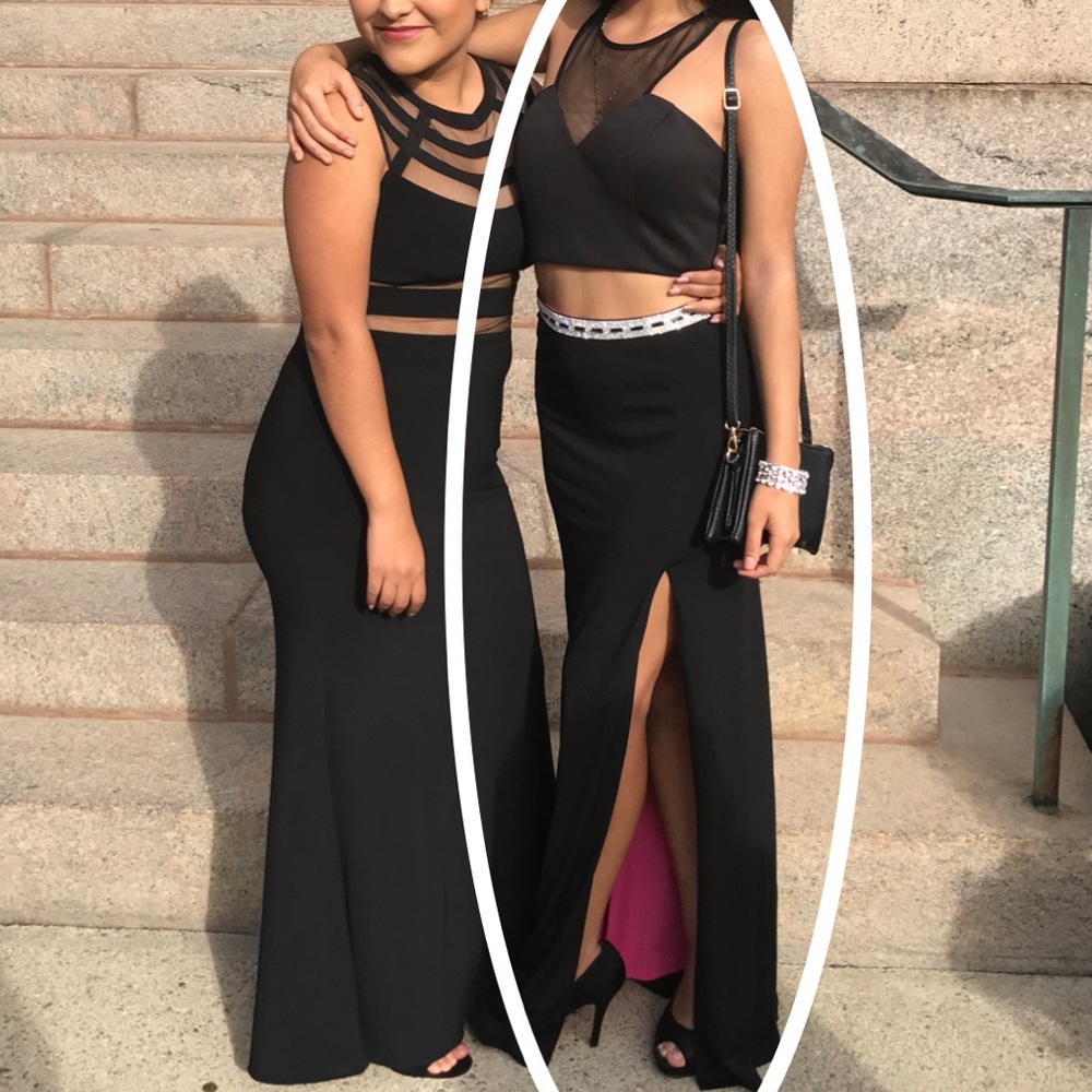 Two piece black prom dress
